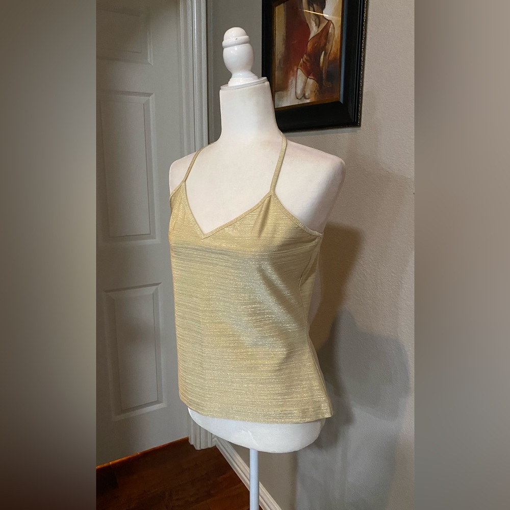 Vintage Y2K Kenar Women’s Halter Top Shimmer V-Neck Backless Sz 10 USA (NWOT)